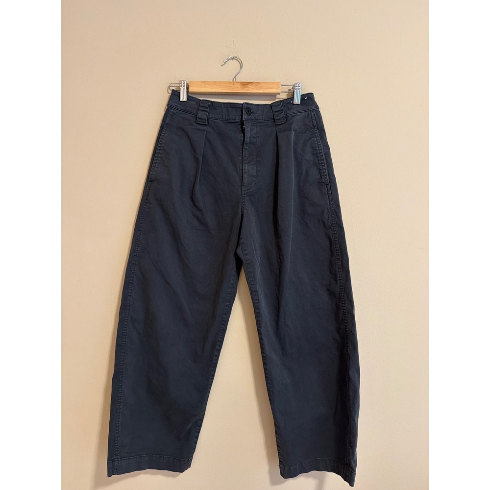 Madewell The Barrel-Leg Chino Pant 27 Dark Gray Pleated High Rise Tapered Cotton